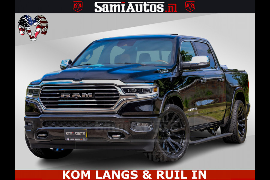 Dodge Ram LONGHORN ® EDITION | NEW SADDLE LEATHER | VIRTUAL | HEAD UP | PANODAK | LUCHTVERING | BOM VOL | DC | 5,7L V8 HEMI 402 PK | CREW CAB | DUBBELE CABINE | 4X4 | 5 PERSOONS | GRIJSKENTEKEN | LIMITED