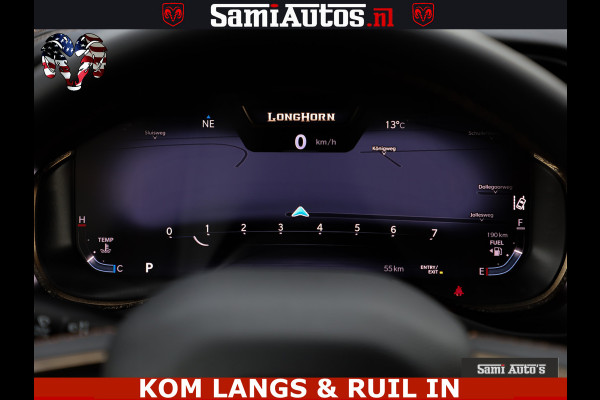 Dodge Ram LONGHORN ® EDITION | NEW SADDLE LEATHER | VIRTUAL | HEAD UP | PANODAK | LUCHTVERING | BOM VOL | DC | 5,7L V8 HEMI 402 PK | CREW CAB | DUBBELE CABINE | 4X4 | 5 PERSOONS | GRIJSKENTEKEN | LIMITED
