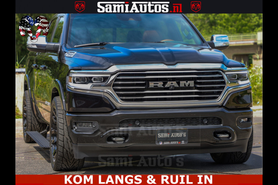 Dodge Ram LONGHORN ® EDITION | NEW SADDLE LEATHER | VIRTUAL | HEAD UP | PANODAK | LUCHTVERING | BOM VOL | DC | 5,7L V8 HEMI 402 PK | CREW CAB | DUBBELE CABINE | 4X4 | 5 PERSOONS | GRIJSKENTEKEN | LIMITED