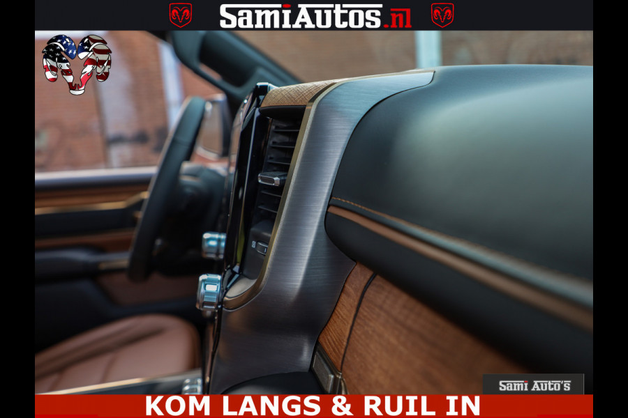 Dodge Ram LONGHORN ® EDITION | NEW SADDLE LEATHER | VIRTUAL | HEAD UP | PANODAK | LUCHTVERING | BOM VOL | DC | 5,7L V8 HEMI 402 PK | CREW CAB | DUBBELE CABINE | 4X4 | 5 PERSOONS | GRIJSKENTEKEN | LIMITED