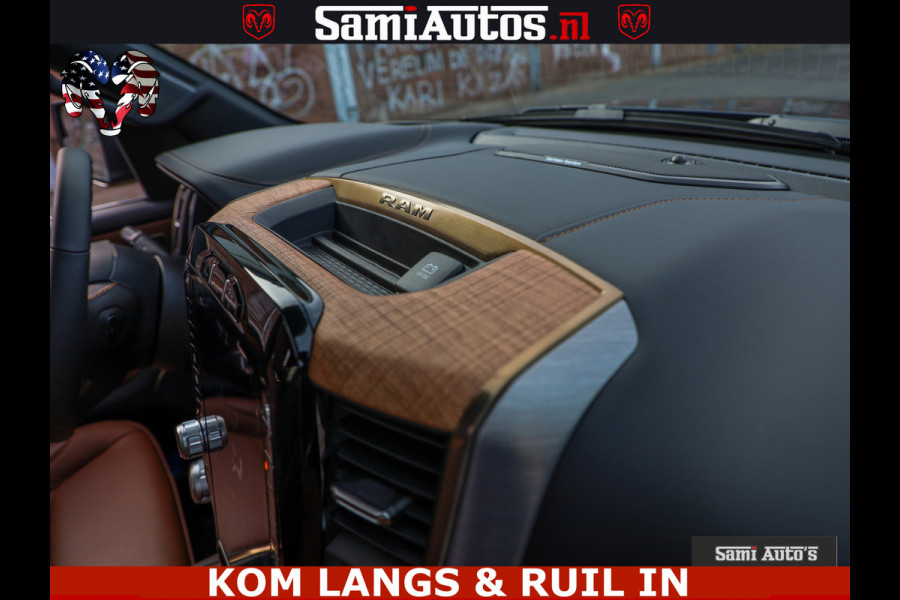 Dodge Ram LONGHORN ® EDITION | NEW SADDLE LEATHER | VIRTUAL | HEAD UP | PANODAK | LUCHTVERING | BOM VOL | DC | 5,7L V8 HEMI 402 PK | CREW CAB | DUBBELE CABINE | 4X4 | 5 PERSOONS | GRIJSKENTEKEN | LIMITED
