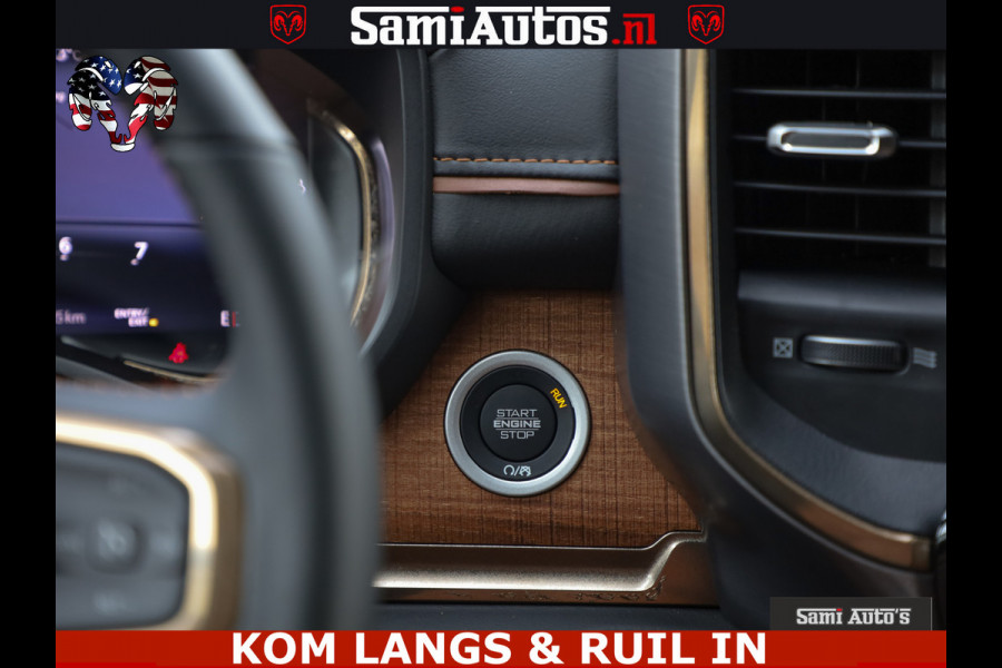 Dodge Ram LONGHORN ® EDITION | NEW SADDLE LEATHER | VIRTUAL | HEAD UP | PANODAK | LUCHTVERING | BOM VOL | DC | 5,7L V8 HEMI 402 PK | CREW CAB | DUBBELE CABINE | 4X4 | 5 PERSOONS | GRIJSKENTEKEN | LIMITED