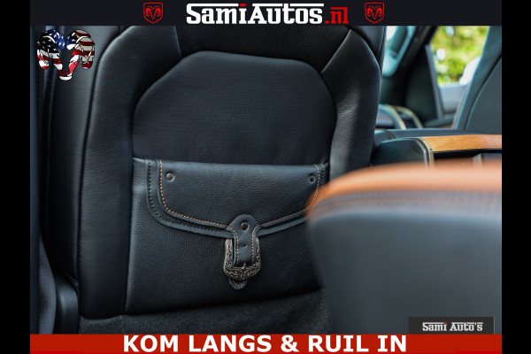 Dodge Ram LONGHORN ® EDITION | NEW SADDLE LEATHER | VIRTUAL | HEAD UP | PANODAK | LUCHTVERING | BOM VOL | DC | 5,7L V8 HEMI 402 PK | CREW CAB | DUBBELE CABINE | 4X4 | 5 PERSOONS | GRIJSKENTEKEN | LIMITED