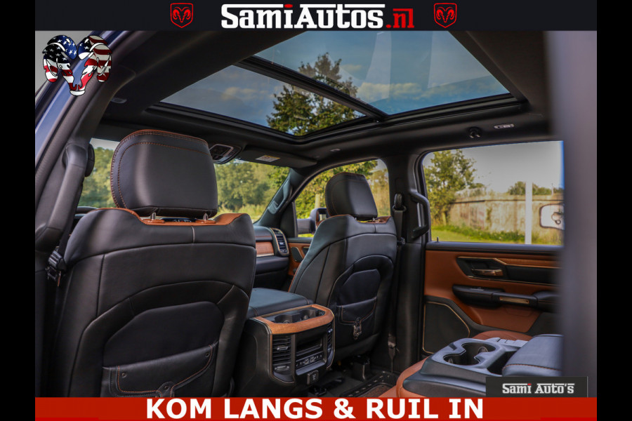 Dodge Ram LONGHORN ® EDITION | NEW SADDLE LEATHER | VIRTUAL | HEAD UP | PANODAK | LUCHTVERING | BOM VOL | DC | 5,7L V8 HEMI 402 PK | CREW CAB | DUBBELE CABINE | 4X4 | 5 PERSOONS | GRIJSKENTEKEN | LIMITED