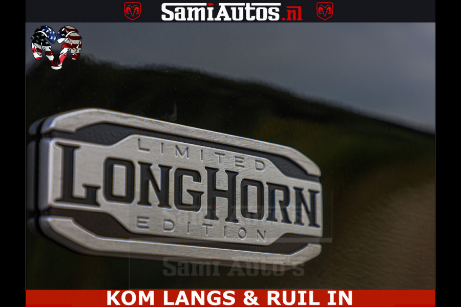 Dodge Ram LONGHORN ® EDITION | NEW SADDLE LEATHER | VIRTUAL | HEAD UP | PANODAK | LUCHTVERING | BOM VOL | DC | 5,7L V8 HEMI 402 PK | CREW CAB | DUBBELE CABINE | 4X4 | 5 PERSOONS | GRIJSKENTEKEN | LIMITED