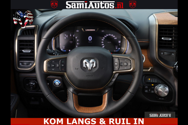 Dodge Ram LONGHORN ® EDITION | NEW SADDLE LEATHER | VIRTUAL | HEAD UP | PANODAK | LUCHTVERING | BOM VOL | DC | 5,7L V8 HEMI 402 PK | CREW CAB | DUBBELE CABINE | 4X4 | 5 PERSOONS | GRIJSKENTEKEN | LIMITED