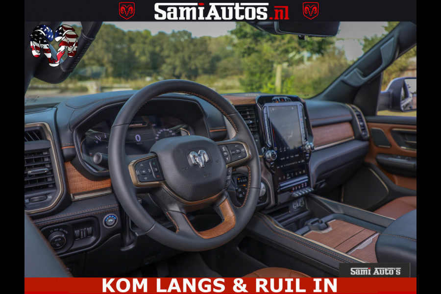 Dodge Ram LONGHORN ® EDITION | NEW SADDLE LEATHER | VIRTUAL | HEAD UP | PANODAK | LUCHTVERING | BOM VOL | DC | 5,7L V8 HEMI 402 PK | CREW CAB | DUBBELE CABINE | 4X4 | 5 PERSOONS | GRIJSKENTEKEN | LIMITED