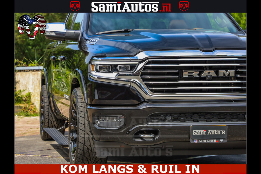 Dodge Ram LONGHORN ® EDITION | NEW SADDLE LEATHER | VIRTUAL | HEAD UP | PANODAK | LUCHTVERING | BOM VOL | DC | 5,7L V8 HEMI 402 PK | CREW CAB | DUBBELE CABINE | 4X4 | 5 PERSOONS | GRIJSKENTEKEN | LIMITED