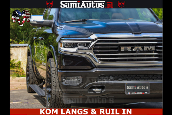 Dodge Ram LONGHORN ® EDITION | NEW SADDLE LEATHER | VIRTUAL | HEAD UP | PANODAK | LUCHTVERING | BOM VOL | DC | 5,7L V8 HEMI 402 PK | CREW CAB | DUBBELE CABINE | 4X4 | 5 PERSOONS | GRIJSKENTEKEN | LIMITED