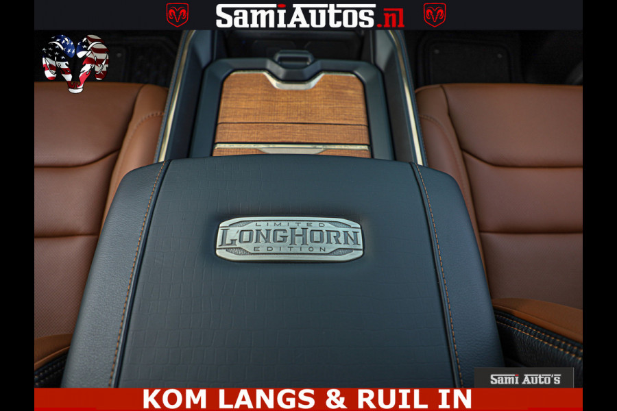 Dodge Ram LONGHORN ® EDITION | NEW SADDLE LEATHER | VIRTUAL | HEAD UP | PANODAK | LUCHTVERING | BOM VOL | DC | 5,7L V8 HEMI 402 PK | CREW CAB | DUBBELE CABINE | 4X4 | 5 PERSOONS | GRIJSKENTEKEN | LIMITED