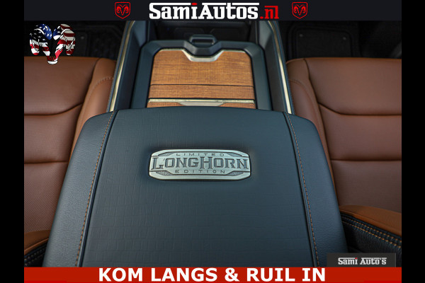 Dodge Ram LONGHORN ® EDITION | NEW SADDLE LEATHER | VIRTUAL | HEAD UP | PANODAK | LUCHTVERING | BOM VOL | DC | 5,7L V8 HEMI 402 PK | CREW CAB | DUBBELE CABINE | 4X4 | 5 PERSOONS | GRIJSKENTEKEN | LIMITED