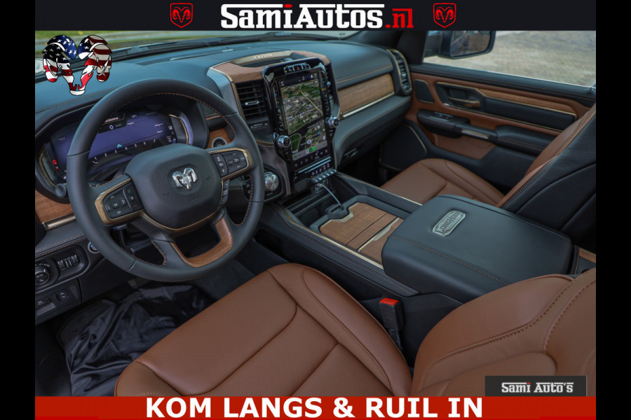 Dodge Ram LONGHORN ® EDITION | NEW SADDLE LEATHER | VIRTUAL | HEAD UP | PANODAK | LUCHTVERING | BOM VOL | DC | 5,7L V8 HEMI 402 PK | CREW CAB | DUBBELE CABINE | 4X4 | 5 PERSOONS | GRIJSKENTEKEN | LIMITED
