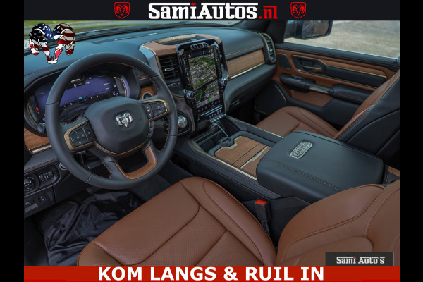 Dodge Ram LONGHORN ® EDITION | NEW SADDLE LEATHER | VIRTUAL | HEAD UP | PANODAK | LUCHTVERING | BOM VOL | DC | 5,7L V8 HEMI 402 PK | CREW CAB | DUBBELE CABINE | 4X4 | 5 PERSOONS | GRIJSKENTEKEN | LIMITED