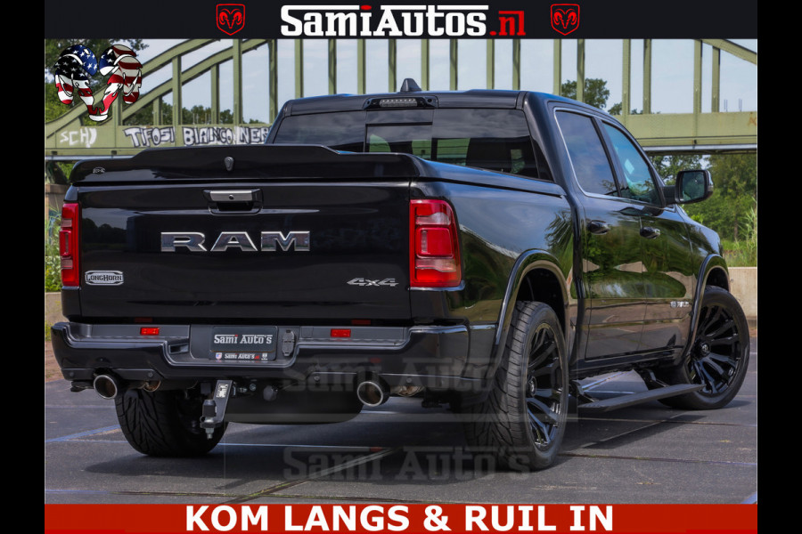 Dodge Ram LONGHORN ® EDITION | NEW SADDLE LEATHER | VIRTUAL | HEAD UP | PANODAK | LUCHTVERING | BOM VOL | DC | 5,7L V8 HEMI 402 PK | CREW CAB | DUBBELE CABINE | 4X4 | 5 PERSOONS | GRIJSKENTEKEN | LIMITED