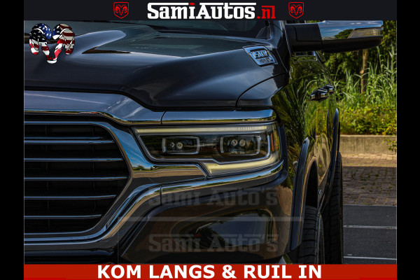 Dodge Ram LONGHORN ® EDITION | NEW SADDLE LEATHER | VIRTUAL | HEAD UP | PANODAK | LUCHTVERING | BOM VOL | DC | 5,7L V8 HEMI 402 PK | CREW CAB | DUBBELE CABINE | 4X4 | 5 PERSOONS | GRIJSKENTEKEN | LIMITED