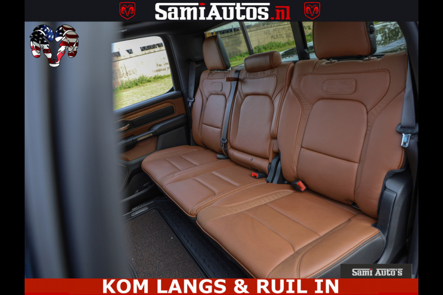 Dodge Ram LONGHORN ® EDITION | NEW SADDLE LEATHER | VIRTUAL | HEAD UP | PANODAK | LUCHTVERING | BOM VOL | DC | 5,7L V8 HEMI 402 PK | CREW CAB | DUBBELE CABINE | 4X4 | 5 PERSOONS | GRIJSKENTEKEN | LIMITED