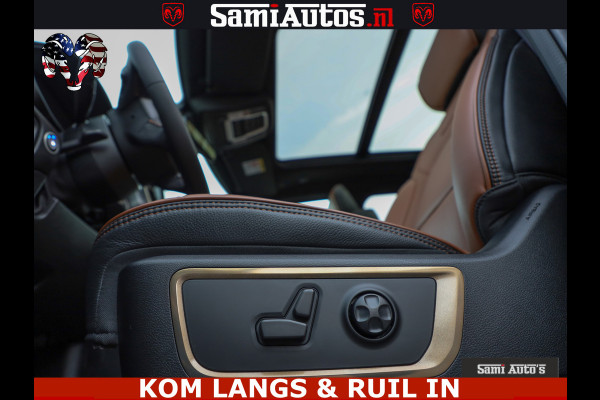 Dodge Ram LONGHORN ® EDITION | NEW SADDLE LEATHER | VIRTUAL | HEAD UP | PANODAK | LUCHTVERING | BOM VOL | DC | 5,7L V8 HEMI 402 PK | CREW CAB | DUBBELE CABINE | 4X4 | 5 PERSOONS | GRIJSKENTEKEN | LIMITED