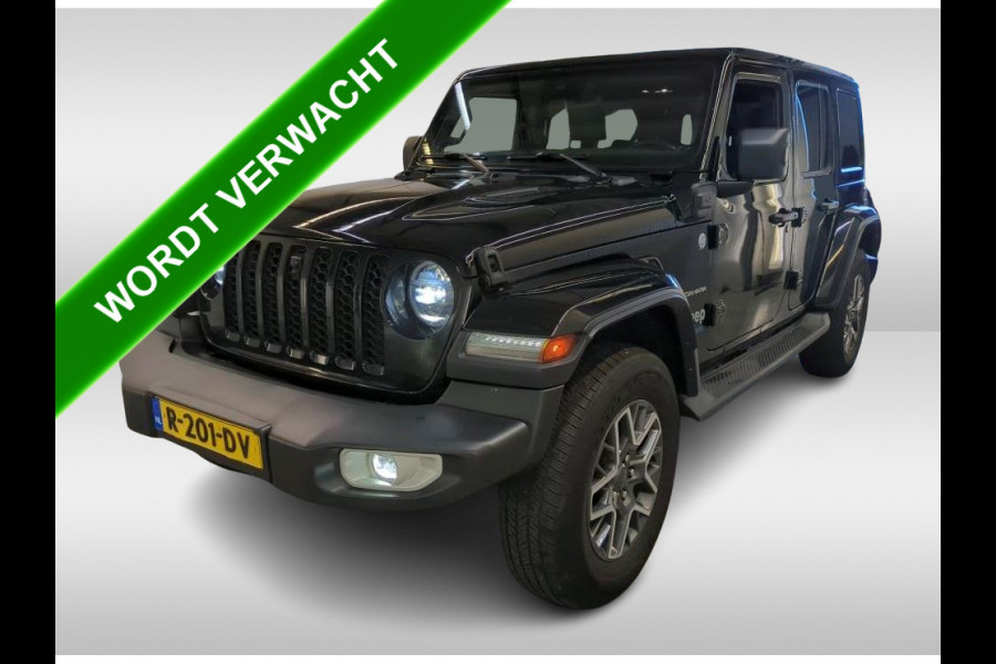 Jeep Wrangler Unlimited 4xe Hybride 380 Sahara / Trekhaak / Leder / Stuur-Stoelverwarming / Pdc.+Camera / Comf.& Convenience Pack / Apk 04-2028