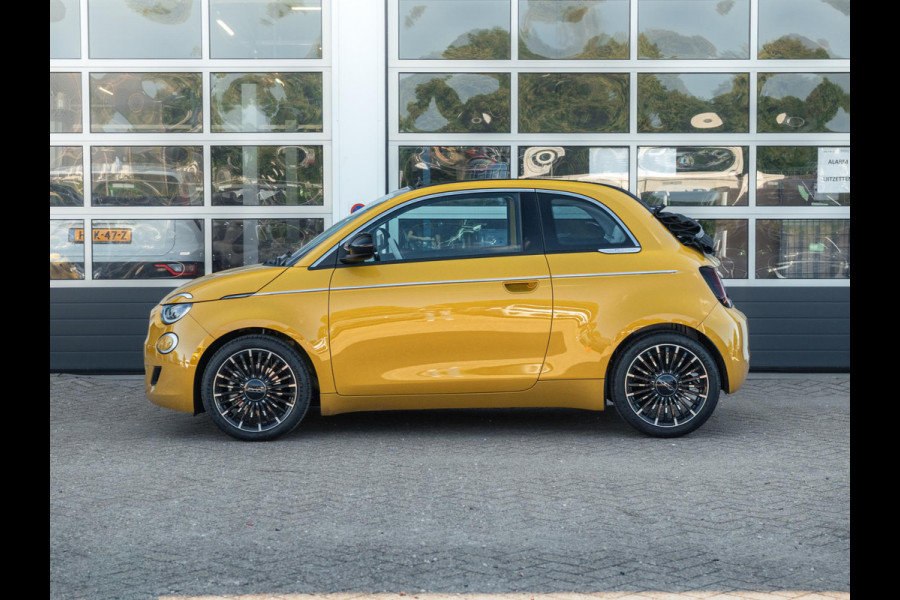 Fiat 500C Hybrid La Prima Cabrio | Clima | LED | PDC | JBL Premium Audio | 17" | Camera | Canneloni Ivory/Piombo interieur
