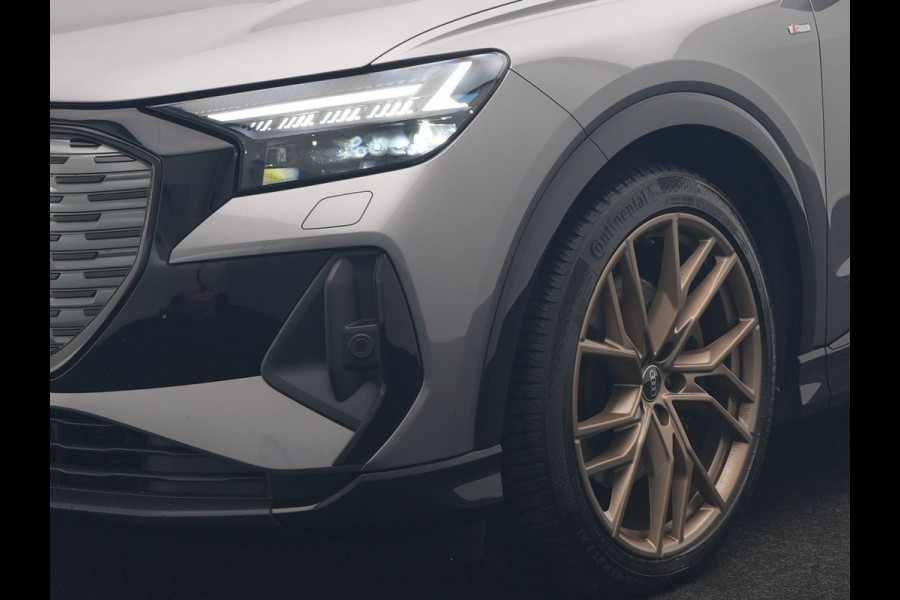 Audi Q4 e-tron 50 Quattro Edition One 2x S Line 77 kWh 300pk Dealer O.H. | Panodak | Head Up | Adaptive Cruise | Matrix LED | Camera | Lederen Sportstoelen Memory & Verwarmd | Keyless | Apple Carplay | Blis | DAB | 21"L.M |