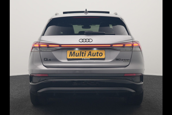 Audi Q4 e-tron 50 Quattro Edition One 2x S Line 77 kWh 300pk Dealer O.H. | Panodak | Head Up | Adaptive Cruise | Matrix LED | Camera | Lederen Sportstoelen Memory & Verwarmd | Keyless | Apple Carplay | Blis | DAB | 21"L.M |