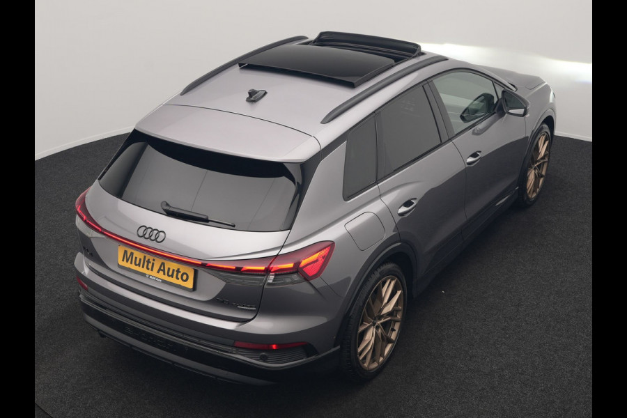 Audi Q4 e-tron 50 Quattro Edition One 2x S Line 77 kWh 300pk Dealer O.H. | Panodak | Head Up | Adaptive Cruise | Matrix LED | Camera | Lederen Sportstoelen Memory & Verwarmd | Keyless | Apple Carplay | Blis | DAB | 21"L.M |