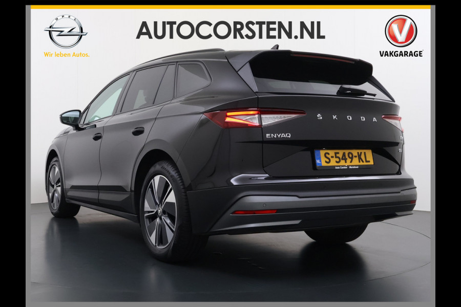 Škoda ENYAQ iV 60 SOH 92% Warmtepomp Panoramadak Adap.Cruise 3-Zone Stoelverwarming Keyless advanced Ecc Pdc Android Auto Apple Carplay Privacy Glas Lmv Led Isofix Lane Assist Verkeersbord herkenning 1e Eigenaar Dealeronderhouden Origineel Nederlandse Auto