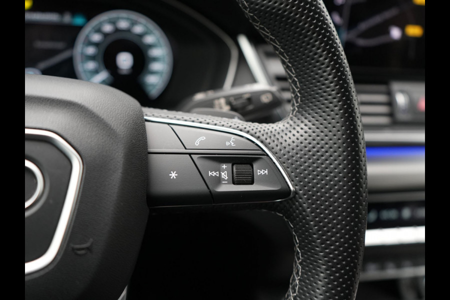 Audi Q5 50 TFSI e S Line FACELIFT PHEV 300pk Dealer O.H. | Luchtvering | Adaptive Cruise | Matrix Led | 360 Camera | Sportstoelen Verwarmd | Sfeerverlichting | Blis | Park Assist | Navigatie | DAB | Standkachel | Plug In Hybrid |