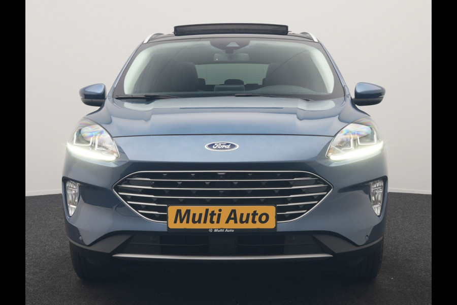 Ford Kuga 2.5 Titanium PHEV 225pk Dealer O.H. | Trekhaak Af Fabriek | Panodak | Adaptive Cruise | 360 Camera | Sportstoelen & Stuur Verwarmd | Keyless | Blis | Apple Carplay | Navigatie | DAB | Plug In Hybrid |