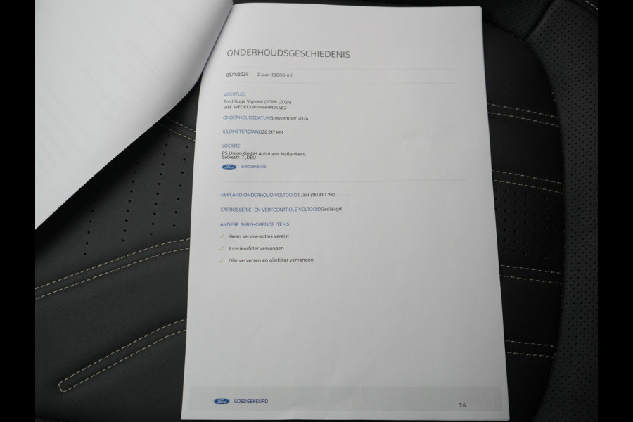 Ford Kuga 2.5 Vignale PHEV 225pk Dealer O.H | Panodak | Head Up | Bang & Olufsen | Adaptive Cruise | 360 Camera | Lederen Sportstoelen Memory & Verwarmd | BLIS | Keyless | Apple Carplay | Pilot Assist | Sfeerverlichting | Navigatie | Virtual | 18"L.M | Plug In Hybrid |