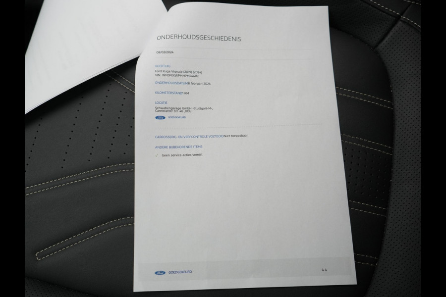 Ford Kuga 2.5 Vignale PHEV 225pk Dealer O.H | Panodak | Head Up | Bang & Olufsen | Adaptive Cruise | 360 Camera | Lederen Sportstoelen Memory & Verwarmd | BLIS | Keyless | Apple Carplay | Pilot Assist | Sfeerverlichting | Navigatie | Virtual | 18"L.M | Plug In Hybrid |