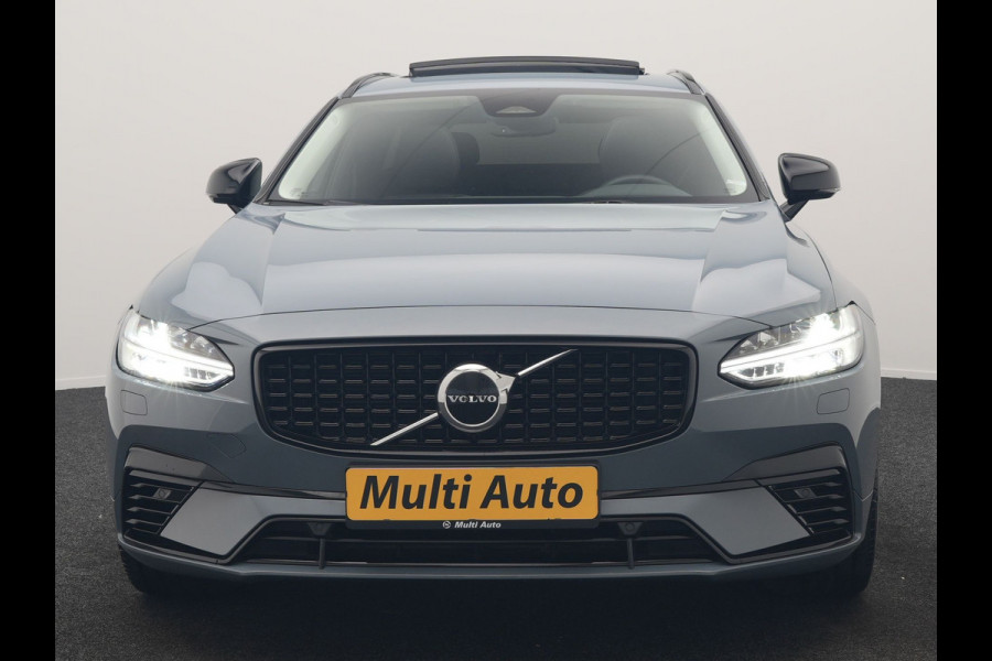 Volvo V90 T6 AWD Plus Dark LONG RANGE PHEV 350pk Dealer O.H. | Trekhaak Af Fabriek | Panodak | Adaptive Cruise | Camera | Harman / Kardon | Lederen Comfortzetels Memory & Ventilatie | Keyless | Blis | Stoelen & Stuur Verwarmd | Apple Carplay | Google | Plug In Hybrid |