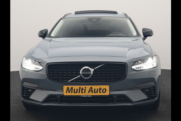 Volvo V90 T6 AWD Plus Dark LONG RANGE PHEV 350pk Dealer O.H. | Trekhaak Af Fabriek | Panodak | Adaptive Cruise | Camera | Harman / Kardon | Lederen Comfortzetels Memory & Ventilatie | Keyless | Blis | Stoelen & Stuur Verwarmd | Apple Carplay | Google | Plug In Hybrid |