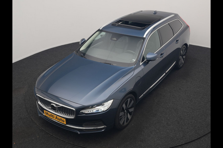 Volvo V90 T6 AWD Plus Bright LONG RANGE PHEV 350pk Dealer O.H. | Trekhaak Af Fabriek | Panodak | Adaptive Cruise | Camera | Harman / Kardon | Lederen Sportstoelen Memory & Verwarmd | Keyless | Blis | Stuur Verwarmd | Apple Carplay | Google Assistent | Plug In Hybrid |