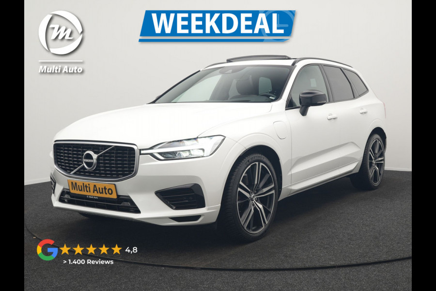 Volvo XC60 Recharge T8 AWD R-Design PHEV 391pk Dealer O.H. | Panodak | Luchtvering | Head Up | Camera | Harman & Kardon | Sportstoelen Memory & Verwarmd | 21"L.M | Apple Carplay | Keyless | Blis | Virtual | Navigatie | DAB | Plug In Hybrid