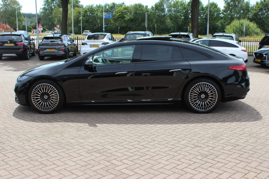Mercedes-Benz EQS 450+ AMG Line 108 kWh / SoH 95,9% / Achterasbesturing / Panoramadak / Head-up / 360Camera / Luchtvering / Burmester / 20'' / Stoelventilatie / Stoel+Stuurverwarming / Dodehoek / DAB / ACC
