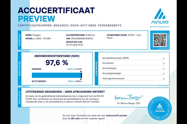 Peugeot e-2008 EV Allure Avantage 54 kWh | 97,6% SOH | 11 KW Lader | Apple Carplay | Parkeersensoren
