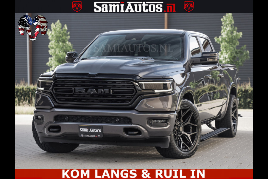 Dodge Ram LIMITED NIGHT 5.7 V8 402PK | HUD | 4PL WHEELS | LUCHTVERING |OPEN UILAAT KLEP | BOM VOL | GRANITE CRYSTAL | DC | CREW CAB | DUBBELE CABINE | 5 PERSOONS GRIJSKENTEKEN | EERSTE EIGENAAR | TOP STAAT 44000 KM |