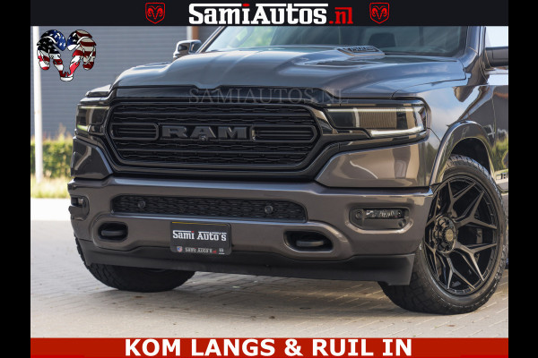 Dodge Ram LIMITED NIGHT 5.7 V8 402PK | HUD | 4PL WHEELS | LUCHTVERING |OPEN UILAAT KLEP | BOM VOL | GRANITE CRYSTAL | DC | CREW CAB | DUBBELE CABINE | 5 PERSOONS GRIJSKENTEKEN | EERSTE EIGENAAR | TOP STAAT 44000 KM |