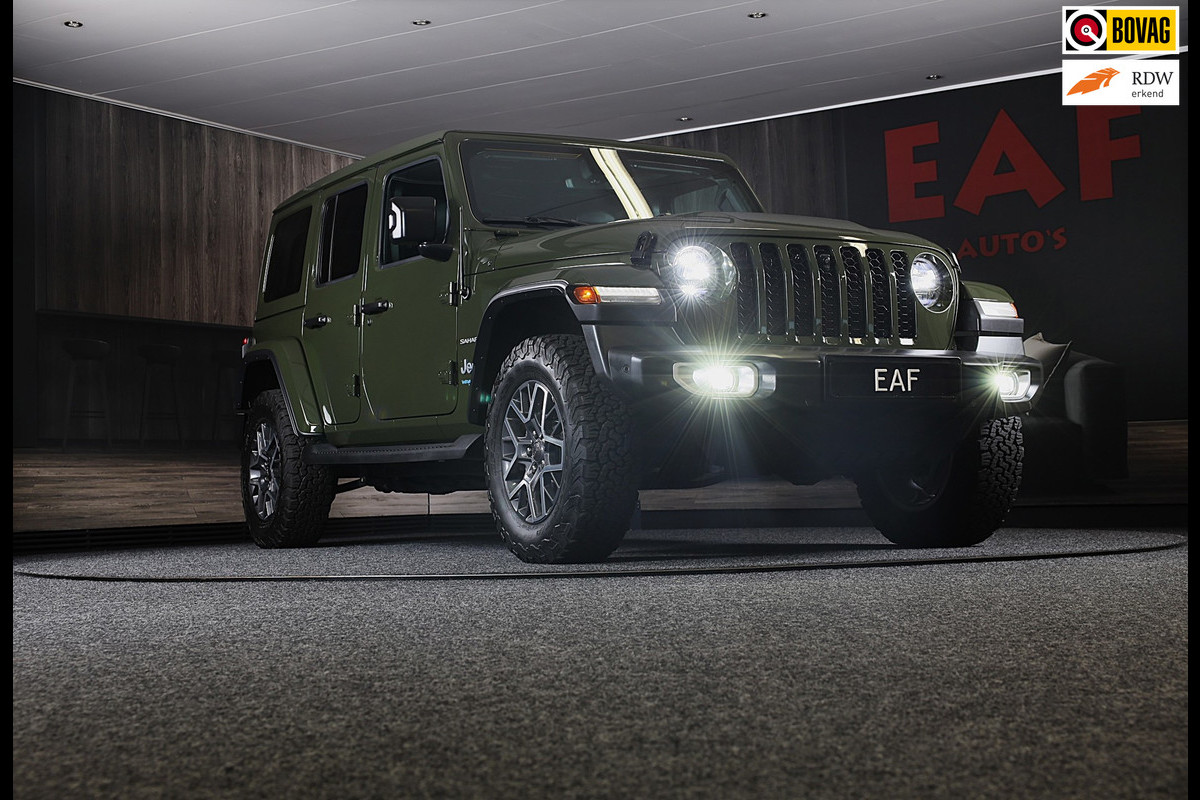 Jeep Wrangler UNLIMITED 4xe 380 Sahara / 360 Camera / Leder / Navi / Ecc / Elek Pakket / Led / Pdc / 18 Inch / TOPSTAAT