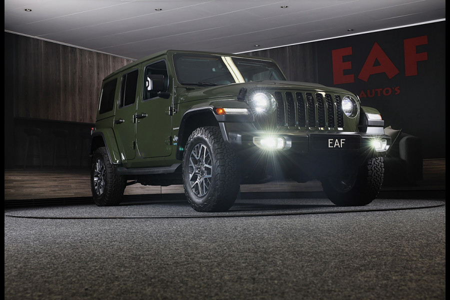 Jeep Wrangler UNLIMITED 4xe 380 Sahara / 360 Camera / Leder / Navi / Ecc / Elek Pakket / Led / Pdc / 18 Inch / TOPSTAAT