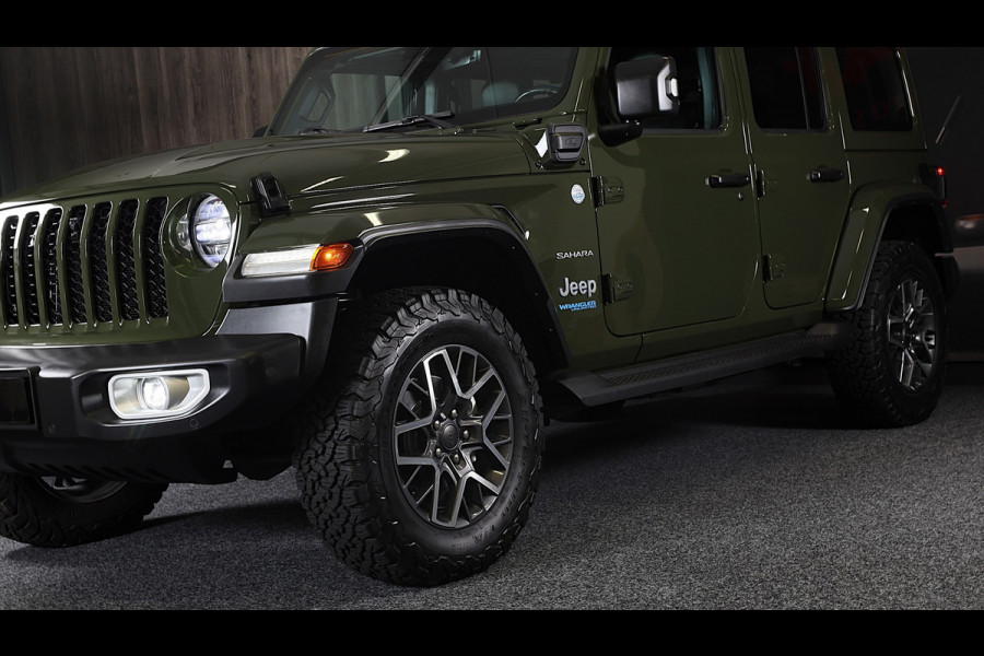 Jeep Wrangler UNLIMITED 4xe 380 Sahara / 360 Camera / Leder / Navi / Ecc / Elek Pakket / Led / Pdc / 18 Inch / TOPSTAAT