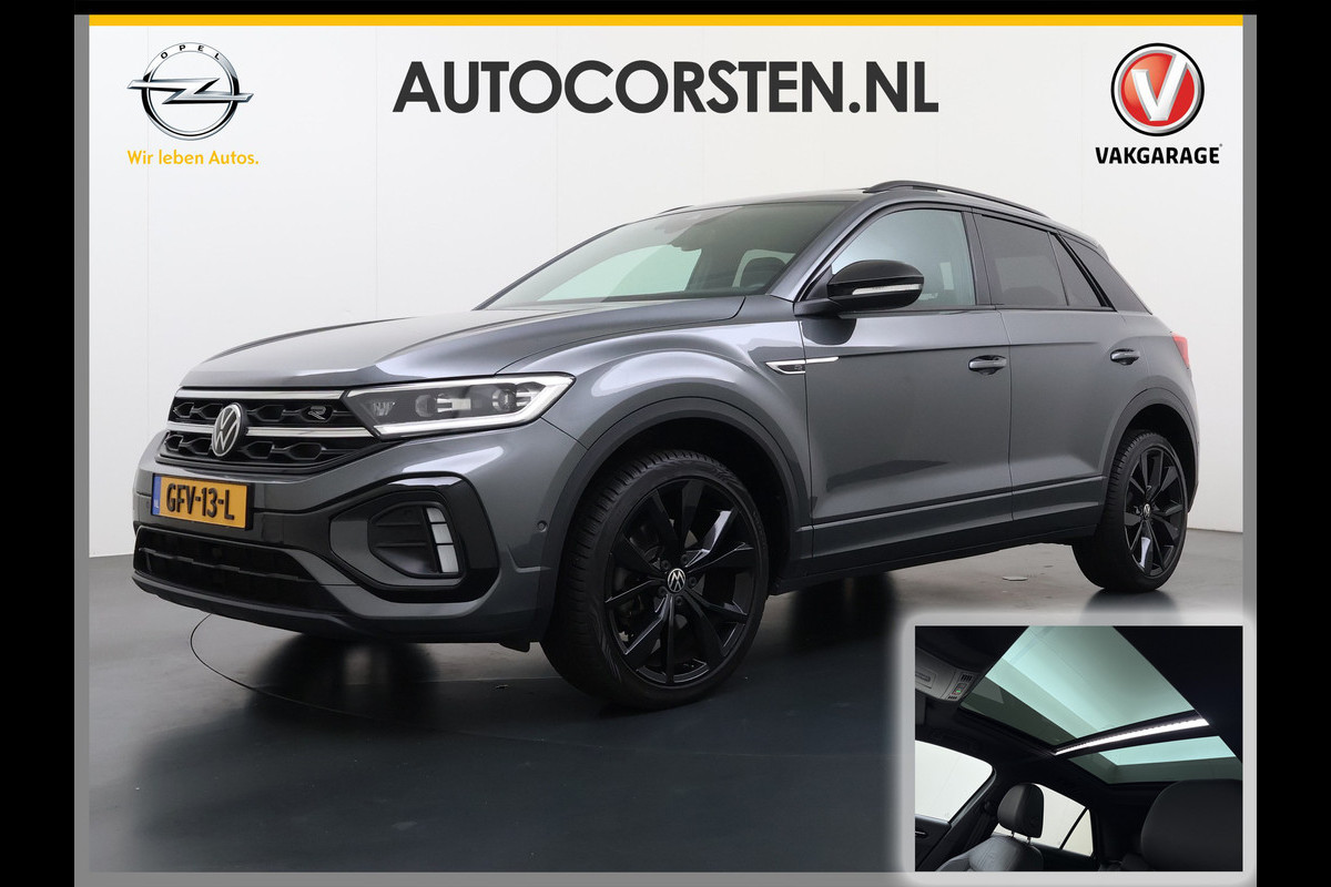 Volkswagen T-Roc 1.5T AUTOM-7 R-Line Panoramadak Stoelverwarming Adap.Cruise Virtal Cockpit Camera Elek.Achterklep Navi Apple Carplay Android Aut Keyless Pdc Privacy Glas Lmv Led DAB+ Licht-Regensensor