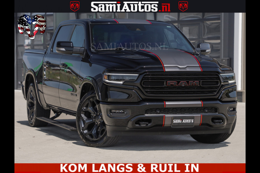 Dodge Ram LIMITED | TRAINHORN | | HUD | UITLAATKLEP | LUCHTVERING | STRIPING | PANODAK | BOM VOL | BLAUW VOORRUIT | 5.7 V8 HEMI 402PK | DC | DUBBELE CABINE | 5 PERSOONS | GRIJSKENTEKEN PICK UP | EERSTE EIGENAAR | OPEN UITLAAT KLEP & TRAIN HORN | | De specialist in Amerikaanse pick‑ups in Nederland en Europa.