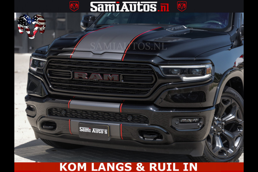 Dodge Ram LIMITED | TRAINHORN | | HUD | UITLAATKLEP | LUCHTVERING | STRIPING | PANODAK | BOM VOL | BLAUW VOORRUIT | 5.7 V8 HEMI 402PK | DC | DUBBELE CABINE | 5 PERSOONS | GRIJSKENTEKEN PICK UP | EERSTE EIGENAAR | OPEN UITLAAT KLEP & TRAIN HORN | | De specialist in Amerikaanse pick‑ups in Nederland en Europa.