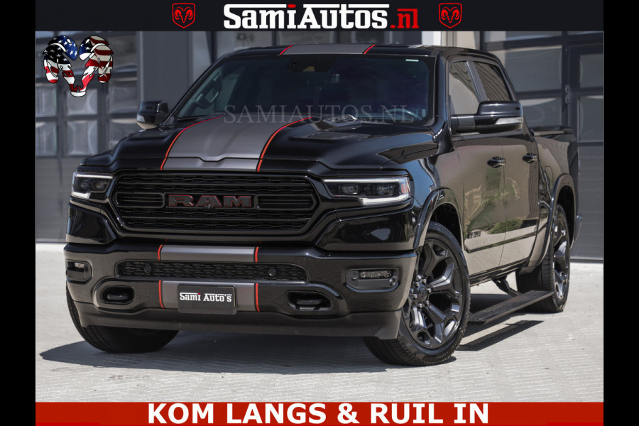 Dodge Ram LIMITED | TRAINHORN | | HUD | UITLAATKLEP | LUCHTVERING | STRIPING | PANODAK | BOM VOL | BLAUW VOORRUIT | 5.7 V8 HEMI 402PK | DC | DUBBELE CABINE | 5 PERSOONS | GRIJSKENTEKEN PICK UP | EERSTE EIGENAAR | OPEN UITLAAT KLEP & TRAIN HORN | | De specialist in Amerikaanse pick‑ups in Nederland en Europa.