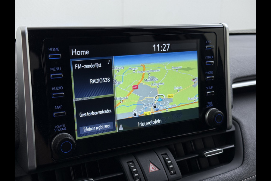 Toyota RAV4 2.5I Hybrid Leder+Verwarming+Memory Adap.Cruise Navi Camera Ecc Apple Carplay Android Auto Miracast™ Elek.Achterklep Active Stuur+Voorruit+Achterbankverwarming Keyless Lane Assist Privacy Glas Lmv Elek.Stoel Bluetooth Led