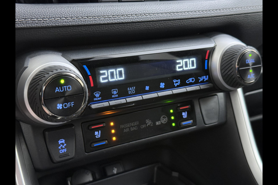 Toyota RAV4 2.5I Hybrid Leder+Verwarming+Memory Adap.Cruise Navi Camera Ecc Apple Carplay Android Auto Miracast™ Elek.Achterklep Active Stuur+Voorruit+Achterbankverwarming Keyless Lane Assist Privacy Glas Lmv Elek.Stoel Bluetooth Led