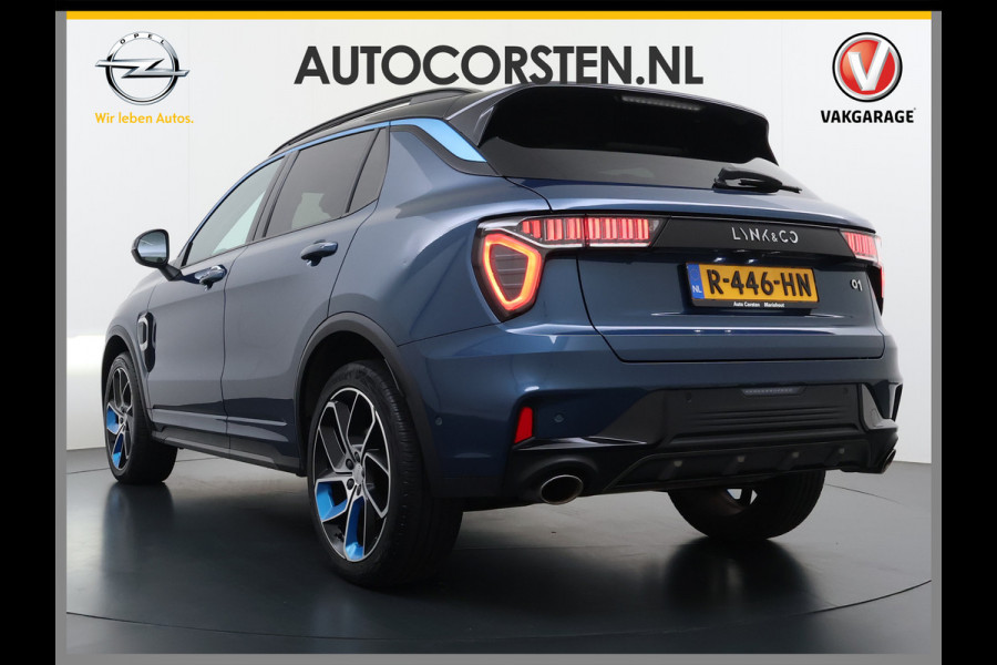 Lynk & Co 01 1.5T PHEV AUT-7 261pk Pano-Schuifdak Lmv 20" 360°Camera Apple Carplay Android Auto Adap.Cruise Navi Pdc Ecc Keyless Led Plug-In  Elek.Memory.Stoel File assistent Dodehoek detector Elektrisch bedienbare achterklep Rijstrooksensor Wifi Verkeersbord detectie Origineel Nederlandse Auto