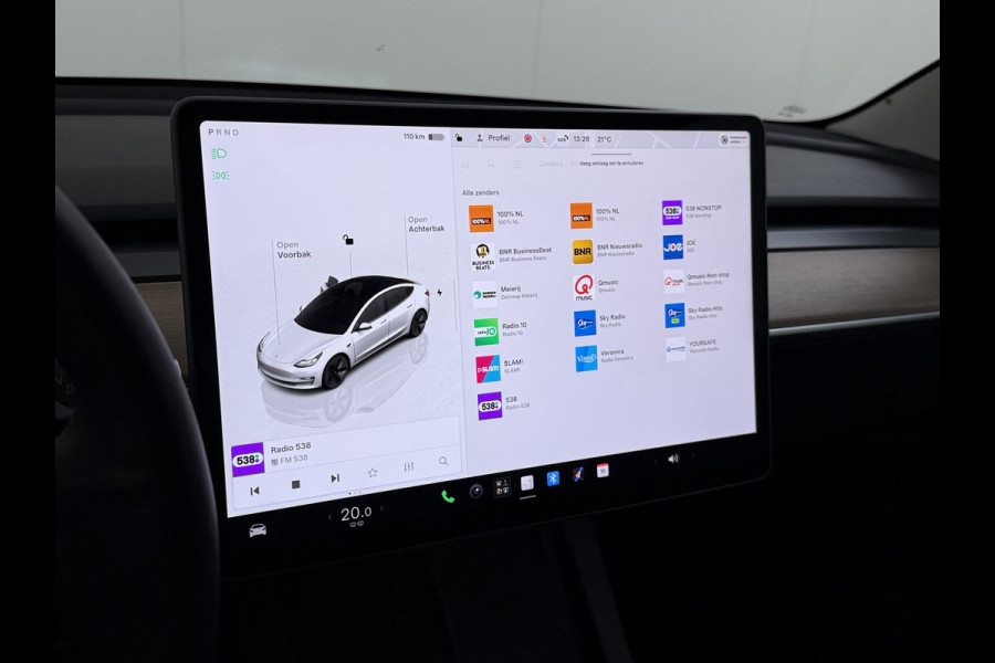 Tesla Model 3 Standard RWD Plus SOH 91% Warmtepomp Trekhaak LFP Accu Panoramadak Navi Camera's Leder Memory Stuur+Stoelverwarming Traffic-Aware Cruise Control AMD Ryzen™ Elek.Achterklep Led 1.000KG Trekgewicht Origineel Nederlandse Auto